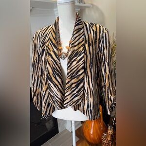 Animal Print Open Front Blazer